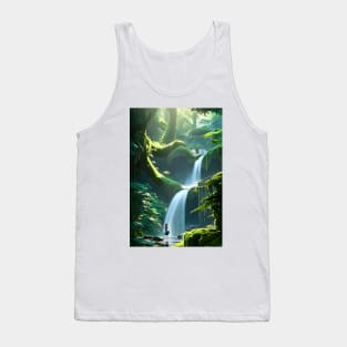 Beautiful Girl Chilling in Waterfalls in a Forest Tank Top